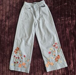Princess Highway Embroidered Wide-Leg Jeans
